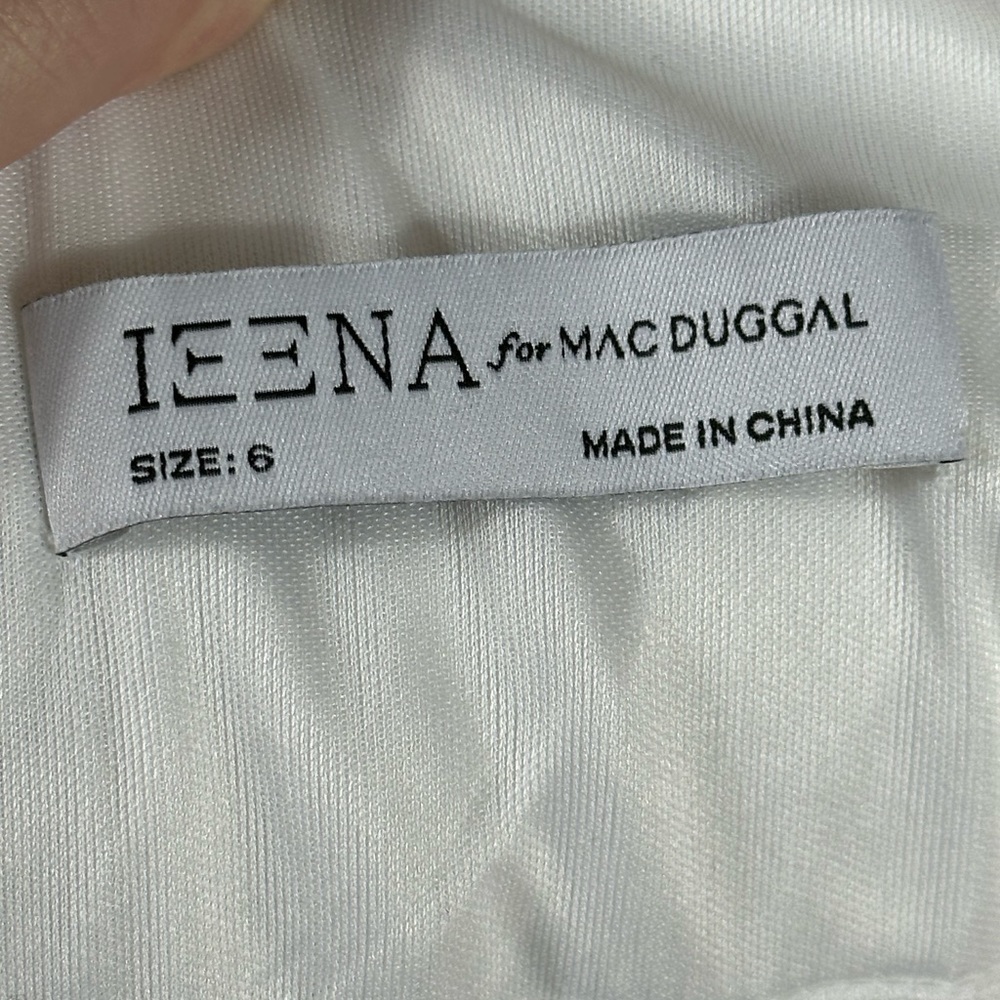 IEENA for Mac Duggal Sleeveless V Neck Spaghetti Strap Maxi Dress - White - 6 - Picture 5 of 11